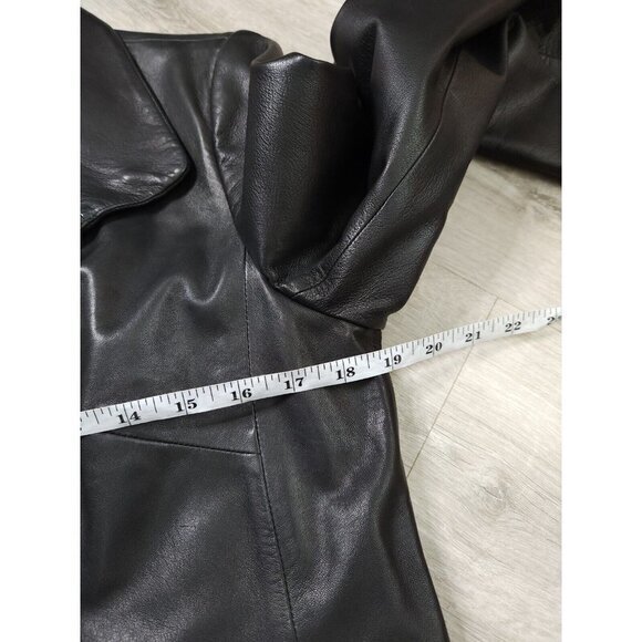 Cole Haan Genuine Lambskin Coat Trench Long Jacket Button Up Womens 10 - Picture 8 of 10
